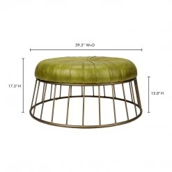 Moe's Home Collection Radcliffe Leather Ottoman Green Ottomans 10 Moe's Home Collection Radcliffe Leather Ottoman Green Ottomans