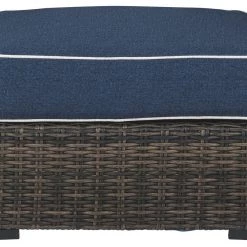 Ashley Furniture Ottomans Grasson - Brown/blue - Ottoman With Cushion