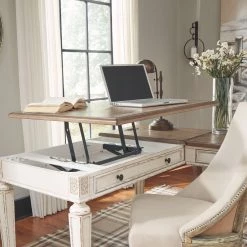 Signature Design By Ashley® Realyn - Ultimate Best In Class Home Office Lift Top Desk, Swivel Desk Chair