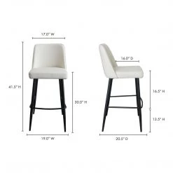 Moe's Home Collection Stools Emelia Barstool Ivory