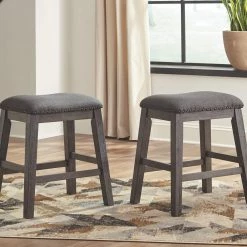 Ashley Furniture Caitbrook - Dark Gray - Upholstered Stool (2/cn) Stools