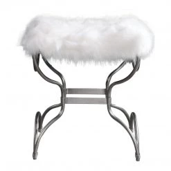 Uttermost Channon White Fur Small Bench Benches