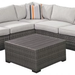 Ashley Furniture Cherry - Gray - Loveseatsec/otto/tbl Set(4/cn)