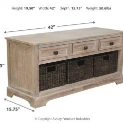 Ashley Furniture Benches Oslember - Light Brown - Storage Bench