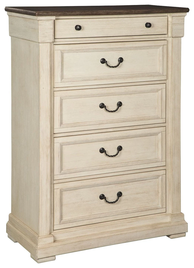 Ashley Furniture Chests Bolanburg - Antique White / Brown - Five Drawer Chest 3 Ashley Furniture Chests Bolanburg - Antique White / Brown - Five Drawer Chest