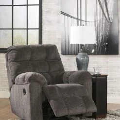 Signature Design By Ashley® Reclining Furniture Acieona - Slate - Reclining Sofa With Drop Down Table, Double Rec Loveseat With Console, Swivel Rocker Recliner
