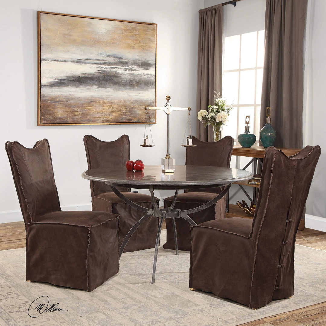 Uttermost Delroy Armless Chairs, Chocolate, Set Of 2 4 Uttermost Delroy Armless Chairs, Chocolate, Set Of 2