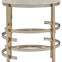 Signature Design By Ashley® Montiflyn - White/gold Finish - Round End Table Tables