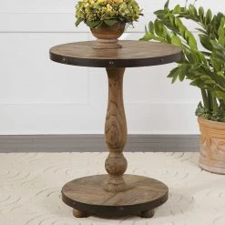 Tables Uttermost Kumberlin Wooden Round Table