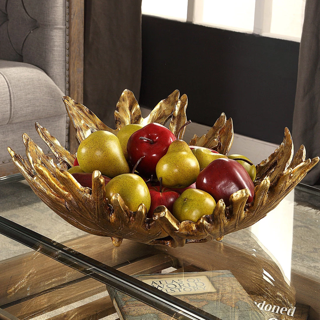 Uttermost Oak Leaf Metallic Gold Bowl 4 Uttermost Oak Leaf Metallic Gold Bowl