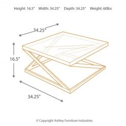 Ashley Furniture Tables Coylin - Brushed Nickel Finish - Square Cocktail Table 9 Ashley Furniture Tables Coylin - Brushed Nickel Finish - Square Cocktail Table