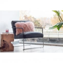 Moe's Home Collection Accessories Lamb Fur Pillow Rect. Pink