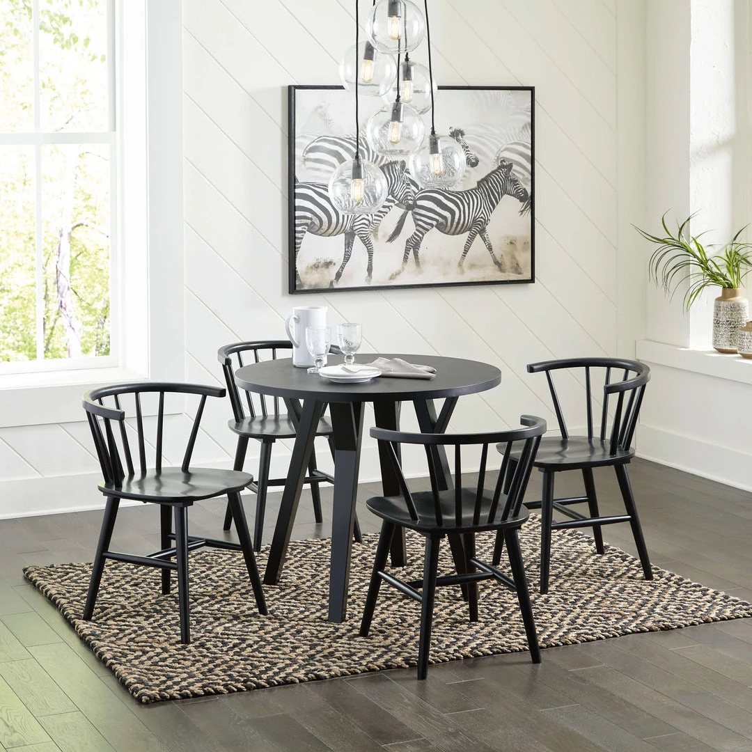 Signature Design By Ashley® Otaska - Black - 5 Pc. - Round Dining Room Table, 4 Side Chairs 3 Signature Design By Ashley® Otaska - Black - 5 Pc. - Round Dining Room Table, 4 Side Chairs