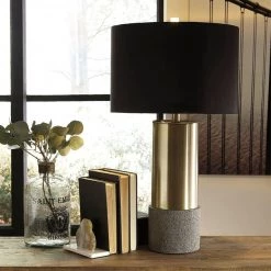 Ashley Furniture Jacek - Gray/brass Finish - Metal Table Lamp (2/cn) Accessories