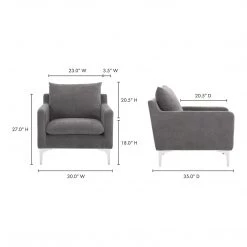 Moe's Home Collection Paris Armchair Anthracite Chairs