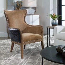Chairs Uttermost Snowden Tan Wing Chair