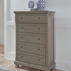 Signature Design By Ashley® Bedroom Sets Lettner - Light Gray - Dresser, Mirror, Panel Bed