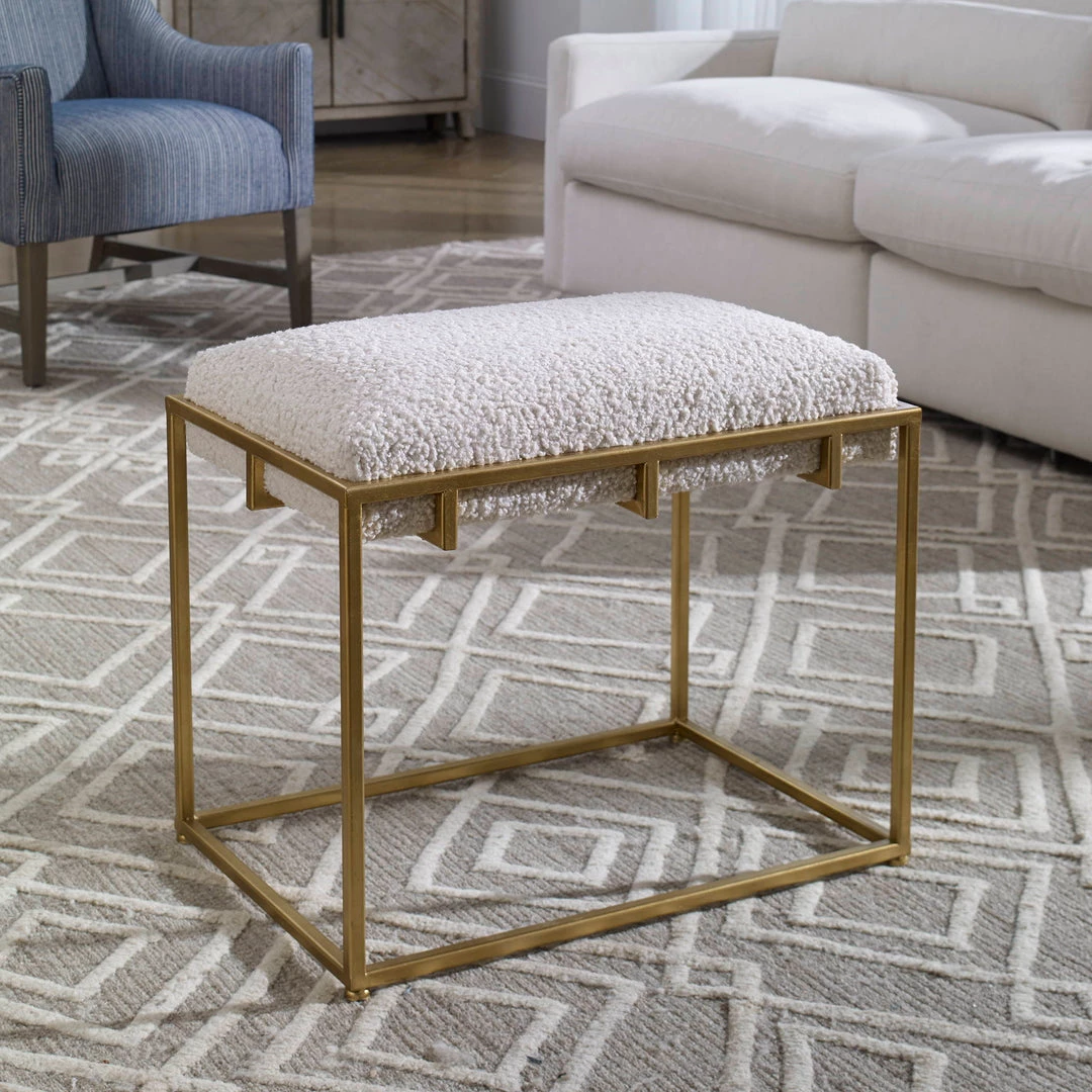 Uttermost Paradox Small Gold & White Shearling Bench 6 Uttermost Paradox Small Gold & White Shearling Bench