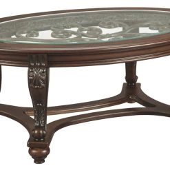 Ashley Furniture Norcastle - Dark Brown - Oval Cocktail Table