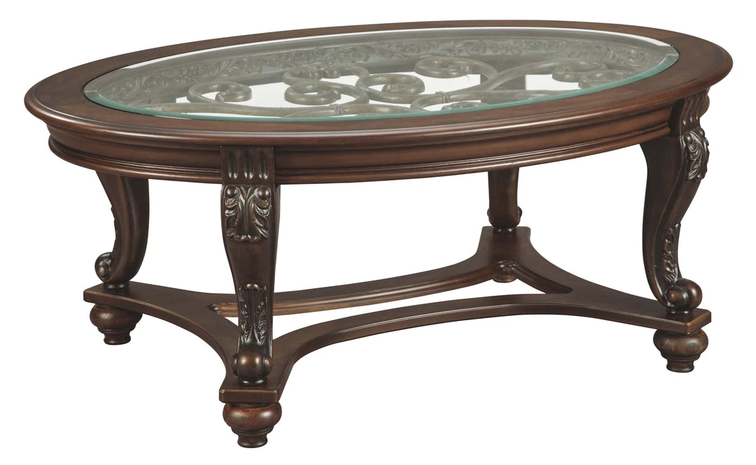 Ashley Furniture Norcastle - Dark Brown - Oval Cocktail Table 3 Ashley Furniture Norcastle - Dark Brown - Oval Cocktail Table