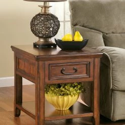 Ashley Furniture Woodboro - Dark Brown - Rectangular End Table Tables