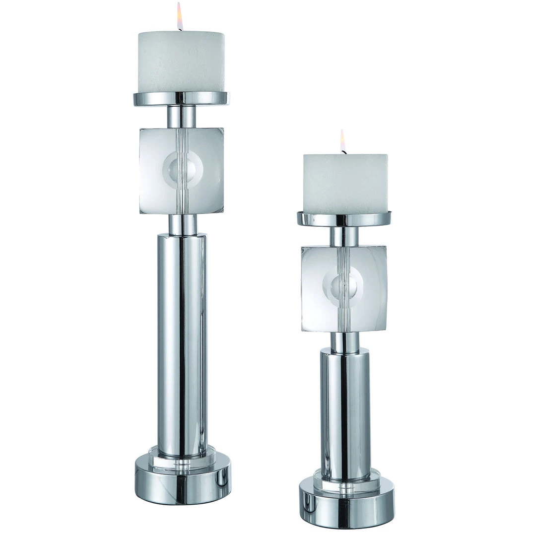 Table Decor Uttermost Kyrie Nickel Candleholders, Set/2 3 Table Decor Uttermost Kyrie Nickel Candleholders, Set/2