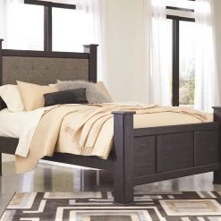 Signature Design By Ashley® Bedroom Sets Reylow - Dark Ultimate Best In Class Dresser, Mirror, Upholstered Poster Bed