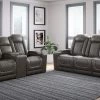 Signature Design By Ashley® Reclining Furniture Hyllmont - Gray - 2 Pc. - Power Sofa, Loveseat