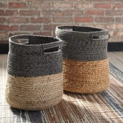 Ashley Furniture Parrish - Natural/black - Basket Set (2/cn)