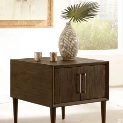 Ashley Furniture Kisper - Dark Brown - Square End Table Tables
