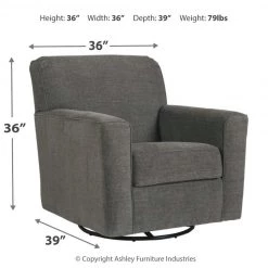Ashley Furniture Alcona - Charcoal - Swivel Glider Accent Chair Chairs
