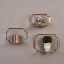 Accessories Uttermost Lindee Gold Wall Shelves S/3