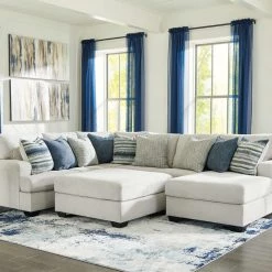 Benchcraft® Living Room Sets Lowder - Stone - 5 Pc. - Left Arm Facing Loveseat 4 Pc Sectional, Ottoman