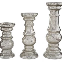 Ashley Furniture Rosario - Silver Finish - Candle Holder Set (3/cn)