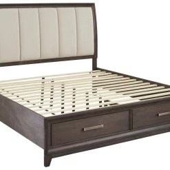 Signature Design By Ashley® Beds Brueban - Rich Brown/gray - King Panel Bed With 2 Storage Drawers