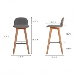 Moe's Home Collection Stools Napoli Barstool Grey 11 Moe's Home Collection Stools Napoli Barstool Grey
