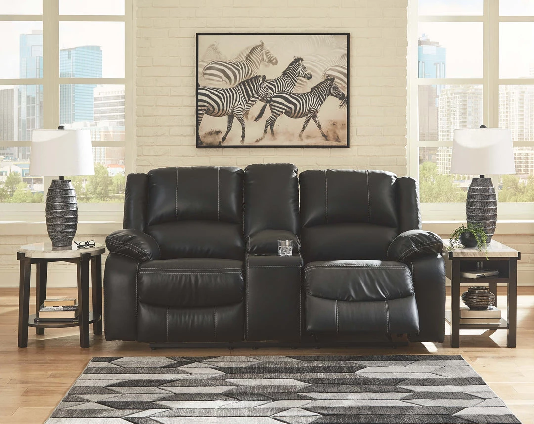 Ashley Furniture Calderwell - Black - Dbl Rec Loveseat W/console 4 Ashley Furniture Calderwell - Black - Dbl Rec Loveseat W/console