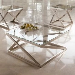 Signature Design By Ashley® Coylin - Brushed Nickel Finish - 3 Pc. - Cocktail Table, 2 End Tables