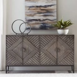 Ashley Furniture Treybrook - Distressed Gray - 4 Door Accent Cabinet
