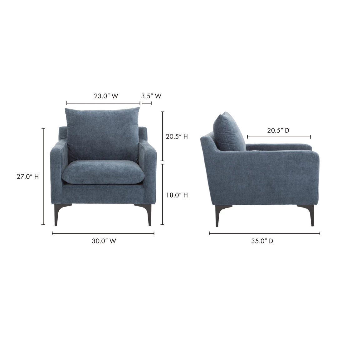 Moe's Home Collection Chairs Paris Armchair Blue 4 Moe's Home Collection Chairs Paris Armchair Blue