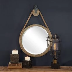 Accessories Uttermost Melton Round Pulley Mirror