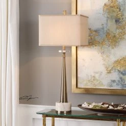Accessories Uttermost Verner Tapered Brass Table Lamp