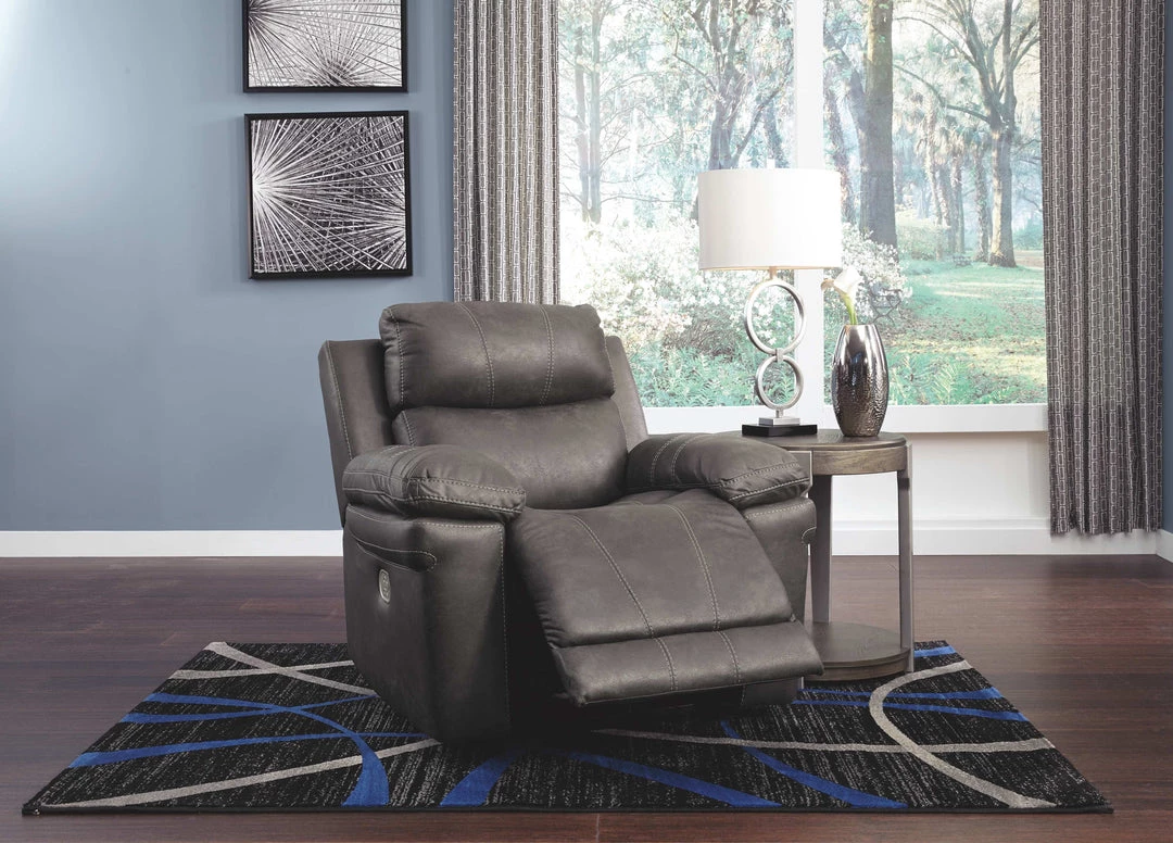 Ashley Furniture Reclining Furniture Erlangen - Midnight - Pwr Recliner/adj Headrest 9 Ashley Furniture Reclining Furniture Erlangen - Midnight - Pwr Recliner/adj Headrest