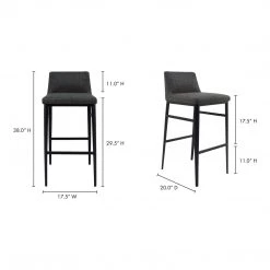 Moe's Home Collection Baron Barstool Charcoal