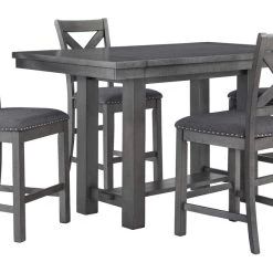 Signature Design By Ashley® Myshanna - Dark Gray - 5 Pc. - Counter Extension Table, 4 Barstools 9 Signature Design By Ashley® Myshanna - Dark Gray - 5 Pc. - Counter Extension Table, 4 Barstools