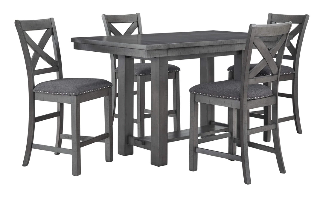 Signature Design By Ashley® Myshanna - Dark Gray - 5 Pc. - Counter Extension Table, 4 Barstools 5 Signature Design By Ashley® Myshanna - Dark Gray - 5 Pc. - Counter Extension Table, 4 Barstools