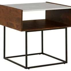Ashley Furniture Tables Rusitori - Brown / Beige / White - Rectangular End Table