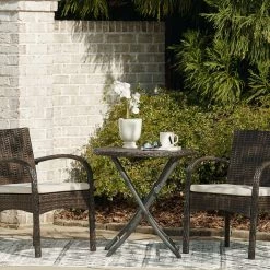 Ashley Furniture Outdoor Sets Anchor - Brown - Chairs W/cush/table Set (3/cn)