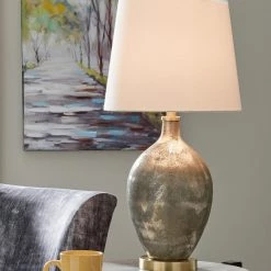 Ashley Furniture Jemarie - Gray/gold Finish - Glass Table Lamp (1/cn) Accessories 8 Ashley Furniture Jemarie - Gray/gold Finish - Glass Table Lamp (1/cn) Accessories