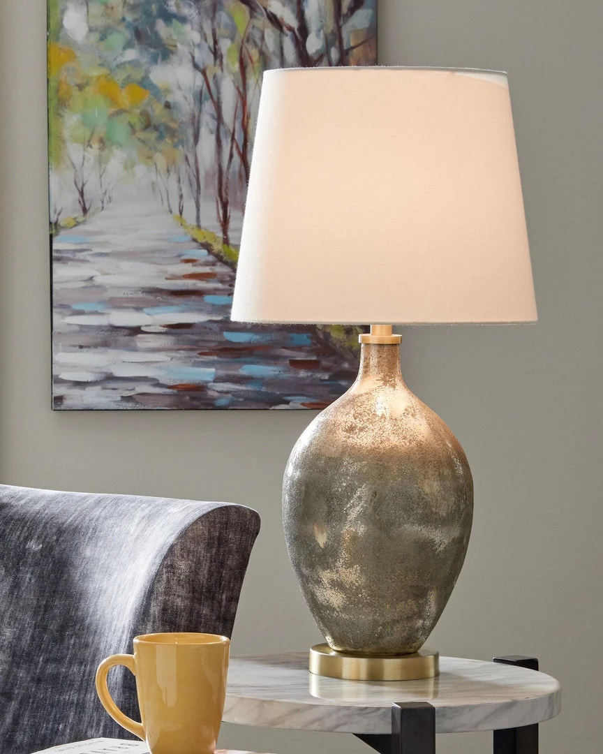 Ashley Furniture Jemarie - Gray/gold Finish - Glass Table Lamp (1/cn) Accessories 5 Ashley Furniture Jemarie - Gray/gold Finish - Glass Table Lamp (1/cn) Accessories